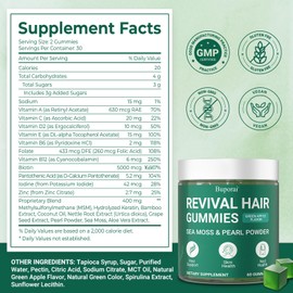 Buporai Hair Growth Gummies, Revival Hair Sea Moss Biotin Gummies with Pearl Powder Supports Faster Hair Growth, Stronger Nails, Healthy Skin, Extra Strength