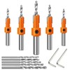 ASNOMY 10Pcs Wood Countersink Drill Bit Set, 5Pcs Countersink Drill