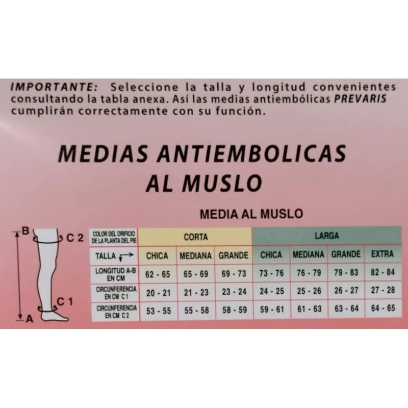 Media Antiembólica Ted Trombosis Muslo Corto Mc500 Prevaris