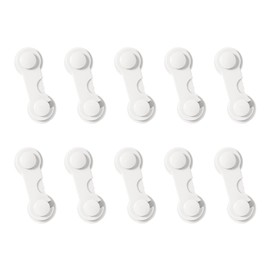 FineGood Baby Guard, Child Lock, Set of 10, Lock, Drawer, Door, Cabinet, Opening Door, Cupboard, Stopper, Shock Resistant, Easy to Use (White)