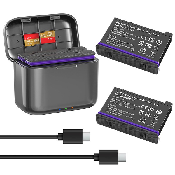 Rszfnjxry Fast Charge Hub with Batteries(2 Packs) Campatible with Insta360