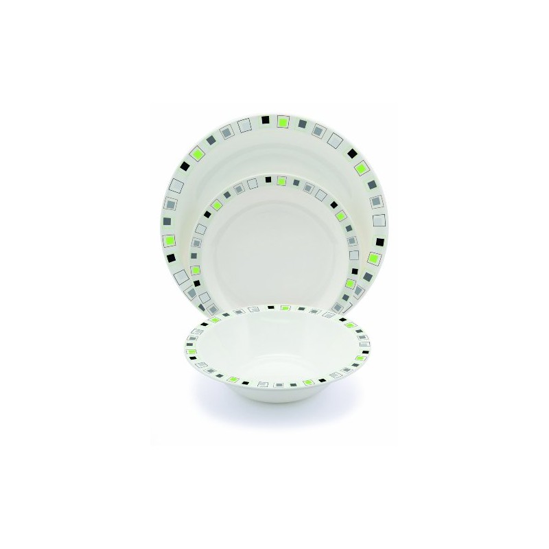 Harfield Tableware Lime & Black Abstract Squares Tableware Set -