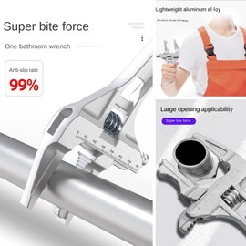 Adjustable Basin Faucet Pipe Pool Crescent Spanner Wrench Wrenches Plumbing Tools for Bathroom Washbasin Tube Nut, 0.2-2.7 Inch Alloy