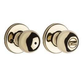 Kwikset 300P3CP Knob Set with Emergency Lock, Door Knob Set, Polished Brass, Brass
