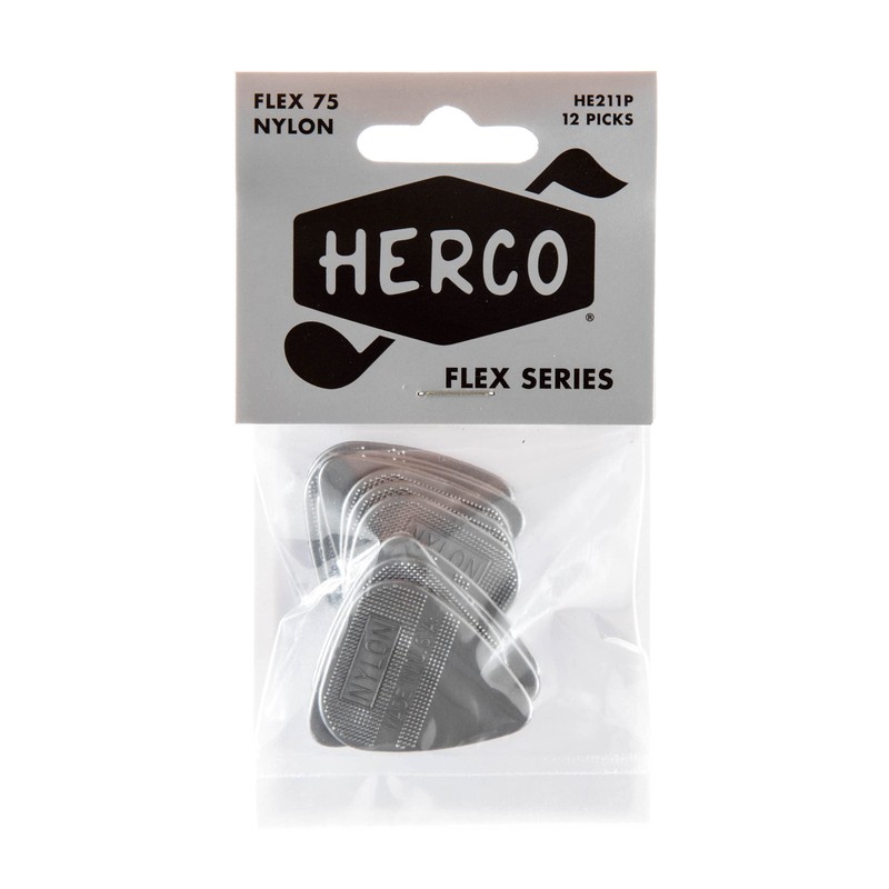 Herco® HE211P Flex 75 Nylon Flat Picks, Silver, Heavy, 12/Player's