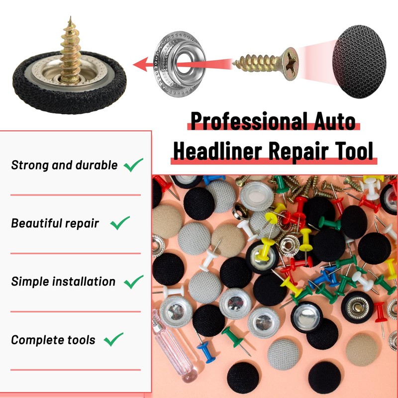 65 Set Car Roof Headliner Repair Kits, 262 Pcs Auto