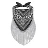 FakeFace Rhinestone Bandana with Fringes, Women's Glittering Disco Cowgirl Neckerchief,