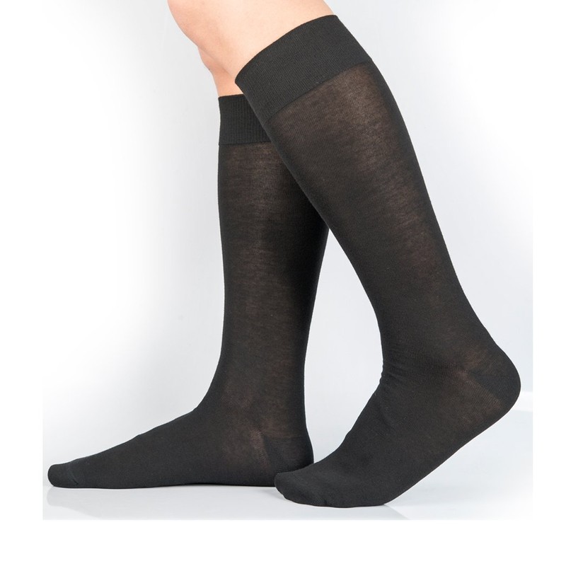 Y2Y2 3 Pairs Men's Knee-High Dress Socks/Black x3 / Shoe