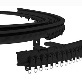Plastic Curved Curtain Track – 5M Flexible Bendable Black Ceiling Mount Rail for Room Divider, Shower, Bathroom, Drop Ceiling Installation
