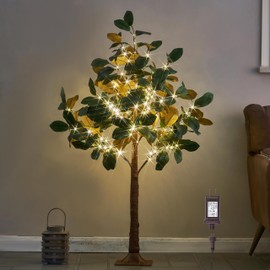 Hairui Lighted Magnolia Tree 4FT 165 LED Fairy Lights, Faux Plant Tree with Lights for Home Holiday Spring Decoration