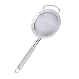 Restaurantware 11.5 in Stainless Steel Fine Mesh Strainer - German Standard Sieve Sifter with Ergonomic Handle, Dishwasher Safe - Reinforced Metal Food Strainer for Quinoa, Soup, Sauce, Baking