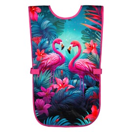 Baagl Children's Apron Girls Boys Cooking Apron Children Apron Painting Apron Craft Apron for Children (Flamingos)