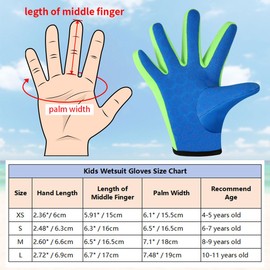 XUKER Neoprene Gloves for Kids, 2mm Wetsuit Dive Gloves Keep Warm for Diving Scuba Kayaking Snorkeling Swimming Water Sports