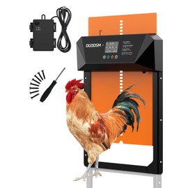 Large Size Automatic Chicken Coop Door, Battery Powered Auto Chicken Coop Door with Timer & Manual Mode, Anti-Pinch Sensor, Waterproof Aluminum Chicken Door (Black-Orange)