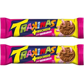 Trakinas Biscoito Recheado 126g - Trakinas Sandwich Cookie 4.4oz (Strawberry)