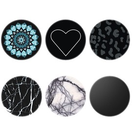 6 Pack Phone Grip,Cell Phone Holder For Smartphone,Finger Kickstand Rotation Stand - Mandala White Black Marble Heart