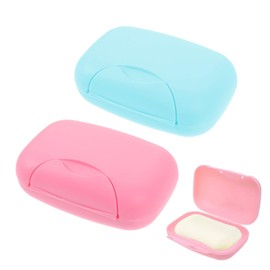 2 Pcs Soap Dish with Lid Waterproof and Leakproof Soap Box Sealed Soap Case for Shower Travel Hiking Bathroom School Gym and Camp (Pink+Blue)