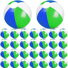 Honoson 30 Pieces 20 Inch Inflatable Beach Balls Large Blow up Pool Game Toys for Summer Swimming Party Supplies (Blue Green White)