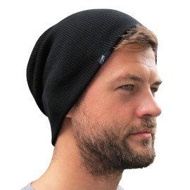 Grace Folly Slouch Beanie Hat Winter Cap for Men or Women (Many Colors) (Black)