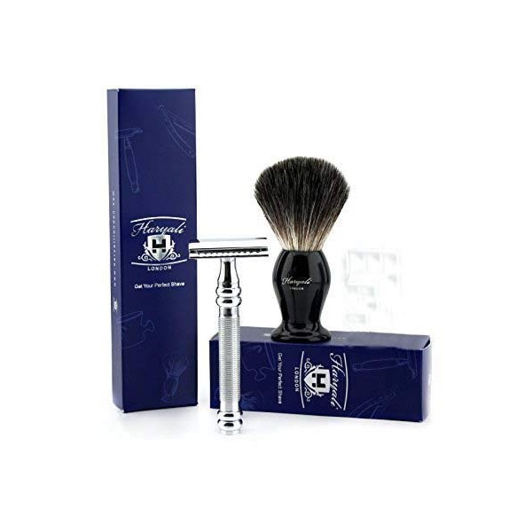 2 Pcs Men's Shaving Set.Comes with Black Badger Shaving Brush