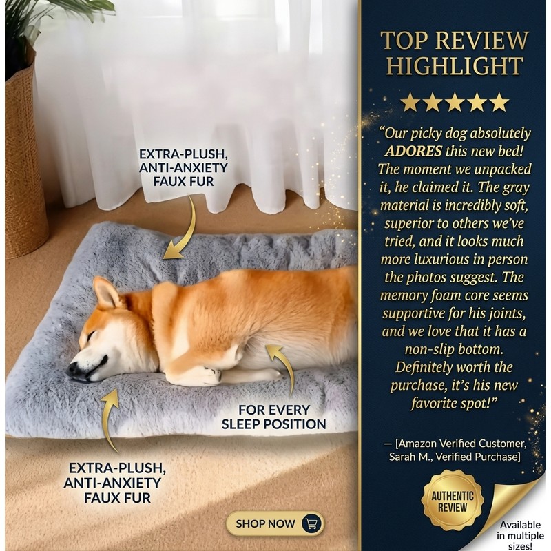 Plush Dog Bed for Crates and Floor Lounging – Soft,
