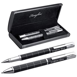Elegant Pen Set Ferraghini Ballpoint and Rollerball Pen with Laser Engraving - in A Ansprechenden Case to Birthday F12403