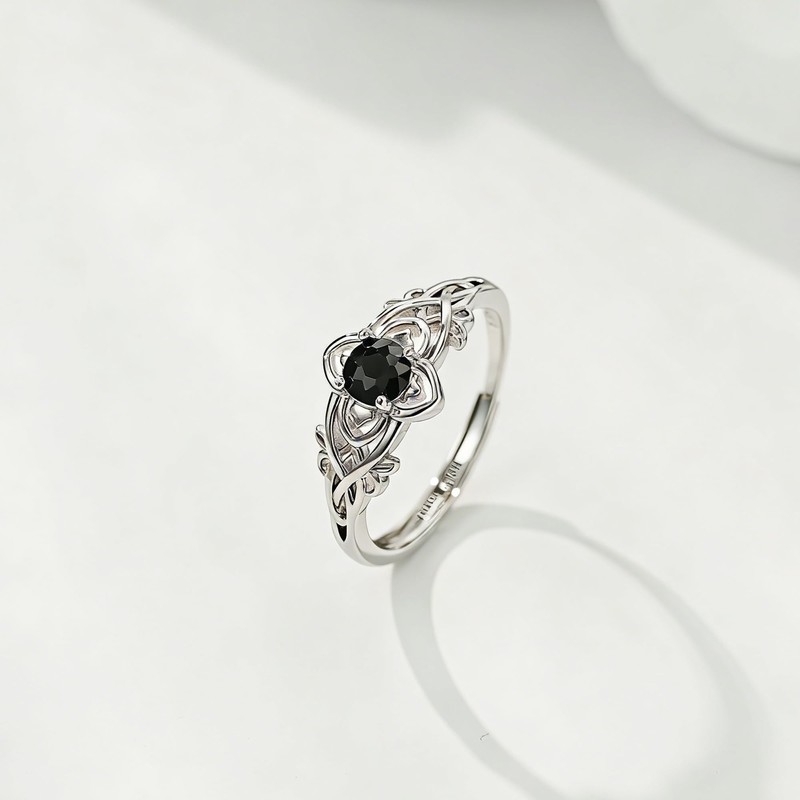 925 Sterling Silver Platinum Plated Celtic Knot Ring for Adult