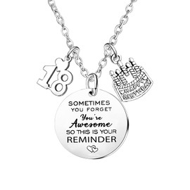 Ghloyza Happy Birthday Gifts for Women Charm Necklace Birthday Necklace for 10th 12th 16th 18th 20th 21st 30th 40th 50th 60th 70th for Daughter Mom Aunt Niece Sister Friend (18th)