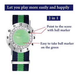 E TRUEE Golf Ball Marker with Golf Stroke Counter Bracelet, Pearl and Crystal Ball Marker, Golf Accessories for Women, Golf Gifts for Women