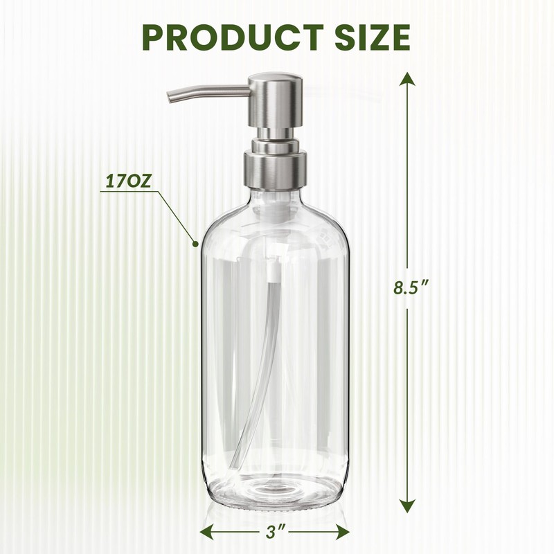 AmazerBath Soap Dispenser, 2 Pack Glass Soap Dispenser with Pump