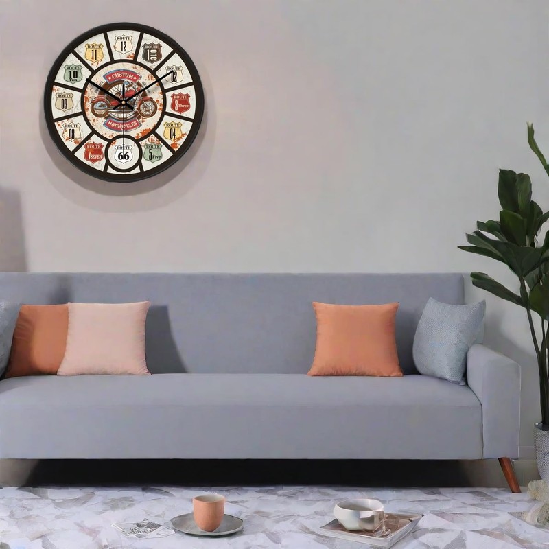 NUOVO 12 Inch Vintage Wall Clock Motorcycle Wall Clock with
