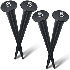 4 Packs Threaded Spike Flood Light Ground Stake Metal Replacement Stakes for Solar Lights Outdoor LED Solar Light Stakes with 4 Hex Screws for Gardens Yard Path Lawn 6.3 Inches (Black)