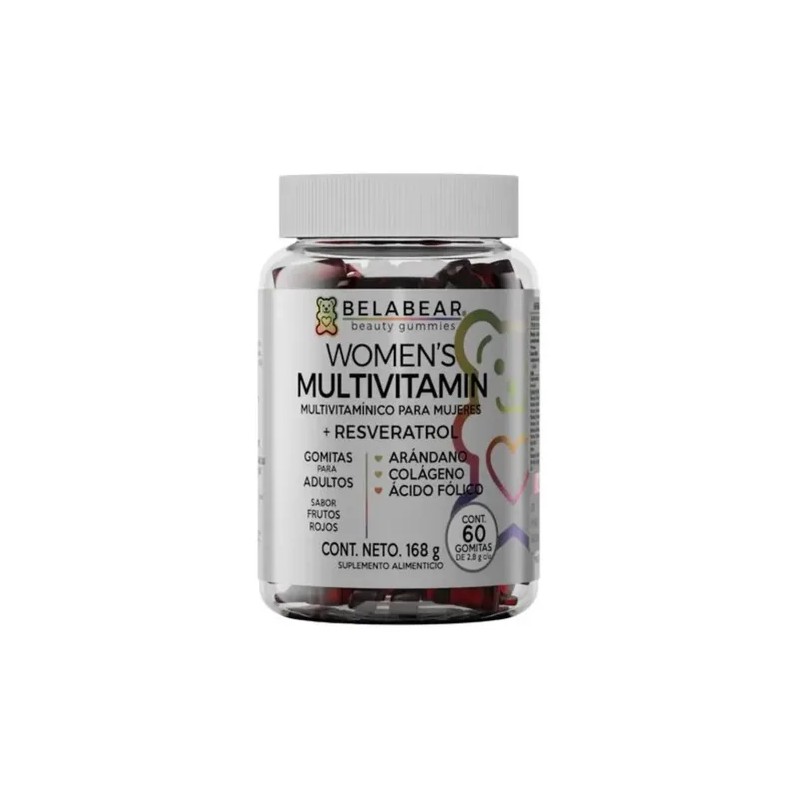 Belabear Multi Vitaminas Mujer Gomitas Gluten Sabor Frutos Rojos 60pz