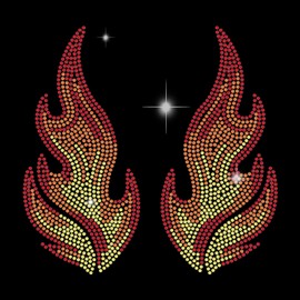 ORIGACH 1 Pair of Flame Rhinestone Iron on Hotfix Transfers, Bling Crystal Flame Appliques, Glitter Heat Transfers Clothing Repair Decoration for Clothes, Bag, Jeans Decor