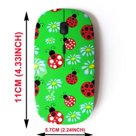 2.4G Wireless Mouse with Cute Pattern Design for All Laptops and Desktops with Nano Receiver - Ladybugs can be