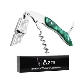 Professional Wine Opener and Foil Cutter Set with Wooden Handle, Stainless Steel Blades for Wine Lovers (Resin (Green))