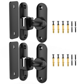 Barn Door Lock – Small 90/180 Degree Flip Sliding Door Latch Heavy Duty Bar Gate Latches Safety Slide Door Lock for Bathroom, Garden, Bedroom, Cabinet (Black-2Pack)