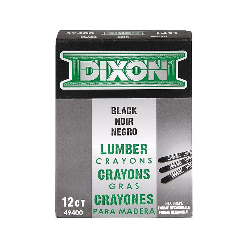 Dixon Lumber Crayons, Carbon Black, 12/Box (49400)
