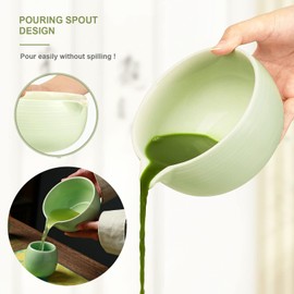 Kryvora Matcha Tea Set: Green, 4-Piece Kit - Bamboo & Ceramic, Traditional Style