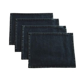 Lemos Home Placemats Set of 4 Denim Cotton 46 x 36 cm Blue Place Mat Premium Quality