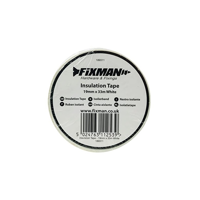 Fixman 189311 insulating tape 19mm x 33m, white