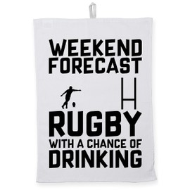 Hippowarehouse Weekend Forecast Rugby With a Chance of Drinking Tea Towel Eco Printed Dish Cloth Kitchen accessory 50cmx70cm 100% Cotton