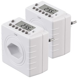 revolt Programmierbae Timer: Set of 2 Timer Switches for Type J Socket, LCD Display, 2,300 W (Timer Switches Digital Socket)