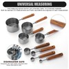 Measuring Cups and Spoons Set with Wood Handles, Premium Stainless