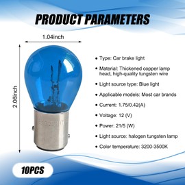 ZBGUN 10 PCS 1157 Light Bulbs, S25 BAY15D Durable Mini Bulb, Super Bright Automotive Brake Light, Universal for Most Cars Brake Lights, Tail Lights, Reversing Lights, Rear Fog Lights (Blue)