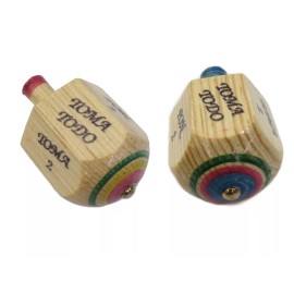 Unbranded Handcrafted Mexican Toma Todo Party Game Wood Pirinola Spinning Top - Pack of 2