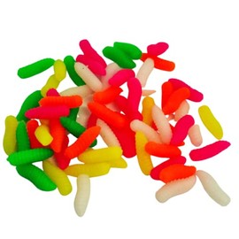 25pcs Artificial Maggots Buoyant Pop Up Fluorescent Fluoro Fake Maggots for Fishing Soft and Lifelike Bait Trout and Carp Fishing Tackle (Mixed Colours)