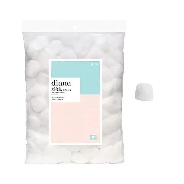 Diane 100% Pure Cotton Balls 100 Count Soft Super Absorbent,