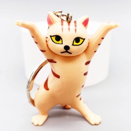 Shining crown Cat Keychain, Cute Cat Keyring, Cartoon Magical Cat Keychain, Yellow, Medium, yellow