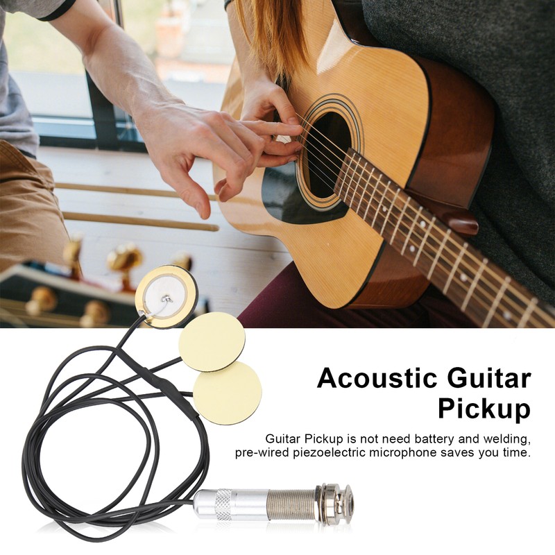 Guitar Pickup Avoid Trepanning SelfAdhesive Piezo Transducer for Acoustic Ukulele(Black